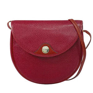 Christian Dior Vintage CD Medallion Leather Saddle Crossbody Bag Red